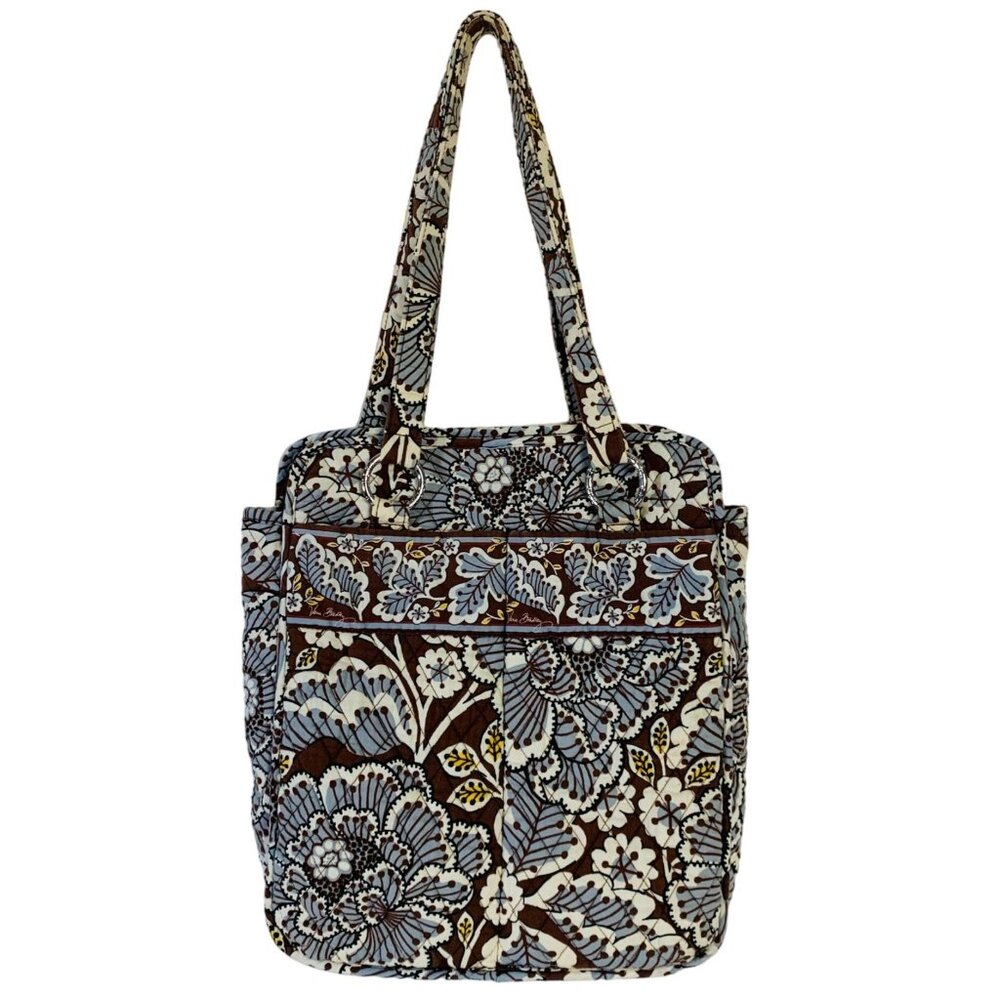 Vera Bradley Floral Quilted Tote Bag Brown Tones State Blooms Purse Work School